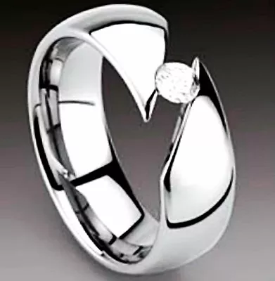 Highly Polished TITANIUM TENSION RING With Round CZ Size 13 -NEW- In Gift Box! • $17.65