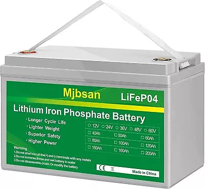 12V 100Ah LiFePO4 Deep Cycle Lithium Battery For RV Marine Off-Grid Solar System • $160