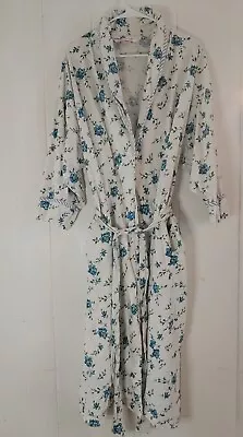 Victoria's Secret Cotton Blue Floral Long Bath Robe Womens Small Sleepwear • $23