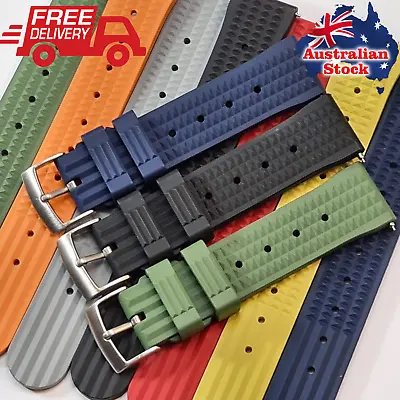 Waffle Silicone And FKM Rubber Diver Watch Strap Band 2022mm Tracking AU Stock • $25.95