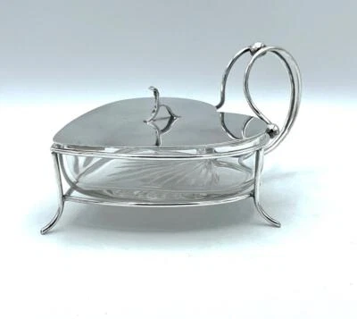 £75 • Buy HEART SHAPE BUTTER DISH SILVER PLATED C1890 ROBERT PRINGLE LONDON