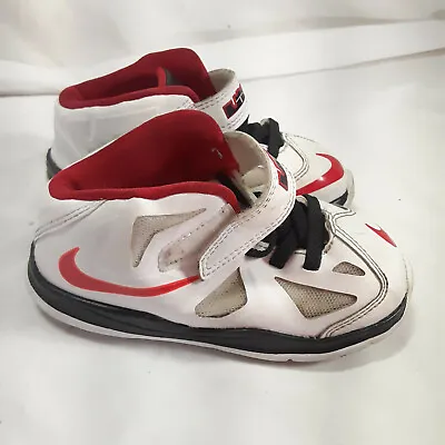 Nike LeBron James X 10 Miami Heat Toddler Shoes Sz 8C Red Black White 543566-100 • $29.95