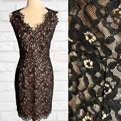 Shoshanna Black Pink Lace Sleeveless Sheath Dress Size 8 Cocktail V-Neck • $114