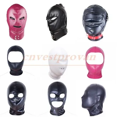 Slave Faux Leather Head Hoods Roleplay Headgear Bondage Head Hood Restraint BDSM • $24.19