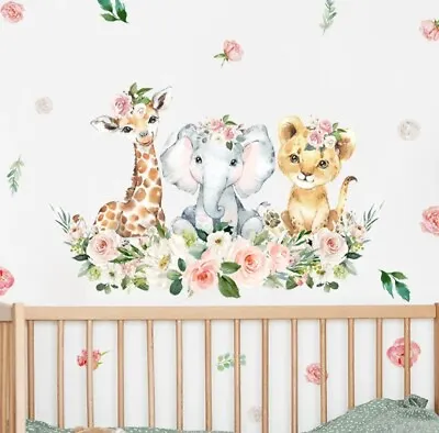 £17.99 • Buy Safari Jungle Animals Wall Stickers Playroom Kids Bedroom Wall Decals 