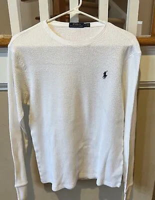 Polo Ralph Lauren WHITE Thermal Knit Long Sleeve With Navy Pony “FREE SHIPPING” • $35