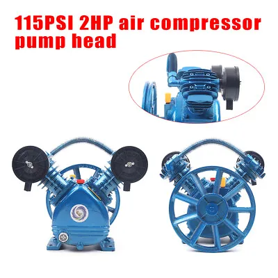 V Style 2HP Air Compressor Pump Twin Cylinder 2 Piston Head Single Stage Blue • $113.05