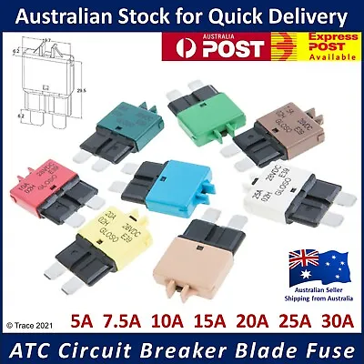 $8.95 • Buy Resettable Fuse - ATC Circuit Breaker Blade Fuse 5A - 30A Manual Reset 12V 24V