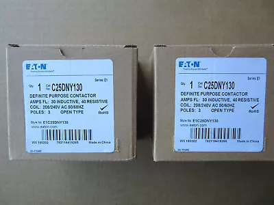 2 EATON/CUTLER HAMMER C25DNY130 Contactors 3P 30A 240V Coil NEW Free Shipping • $39.95