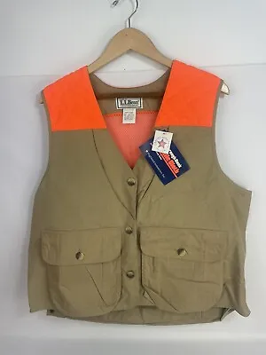 NOS LL Bean Mens Hunting Vest Button Front Game Bird Panel Inside Orange Tan XL • $65