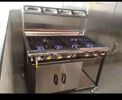 £1450 • Buy New 6 Burner Commercial Gas Cooker, Indian Restaurant Heavy Duty Cooker+1 Oven