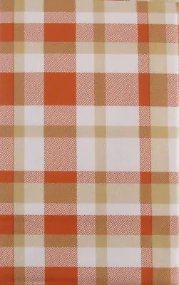 Orange And Tan Country Plaid Vinyl Flannel Back Tablecloth Various Sizes • $15.95