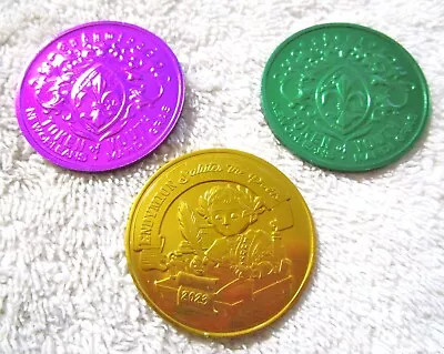 ENDYMION 2023 SET Of 3 PURPLE-GREEN-GOLD MARDI GRAS DOUBLOONS- SALUTES The POETS • $5.90