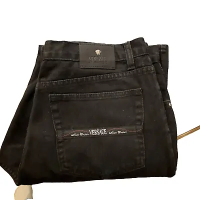 Vintage Versace Jeans Signature Men's Black Jeans Straight Leg Medusa 33 • $69.99