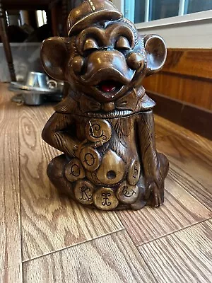 Vintage Treasure-Craft Decorative Brown Ceramic Funny Monkey Cookie Jar 1968 GUC • $52.79