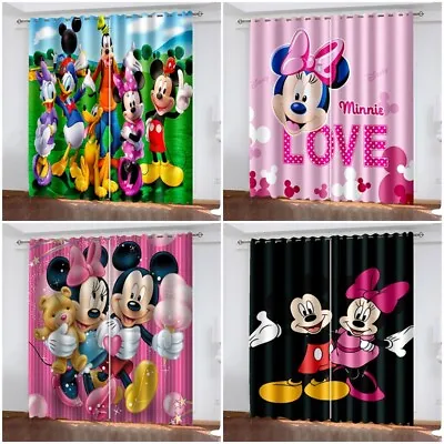 £28.79 • Buy Kids Mickey Minnie Mouse Thick Blackout Curtains Thermal Ring Top Eyelet Curtain