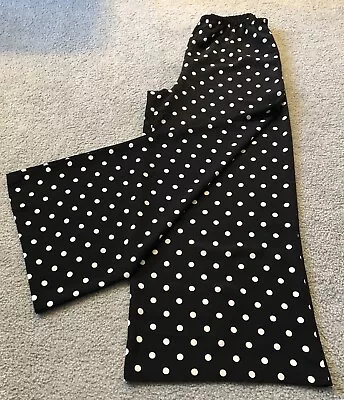 Vintage Women’s Palazzo Pants Sz 14 Made In USA Black White Dots Hi-Rise Casual • $20