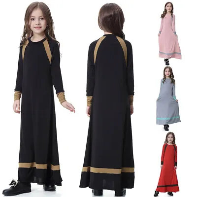 Muslim Girls Dress Saudi Arabia Jabbah Robe Abaya Kaftan Islamic Kids Thobe • £10.25