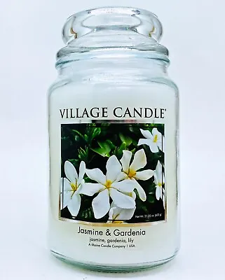 1 Village Candle JASMINE GARDENIA Large 2-Wick Classic Jar Candle 21.25 Oz • $24.99