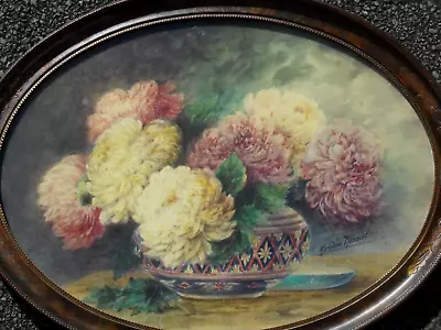 Madeleine Renaud - Watercolour Painting - Flower Still Life Of Chrysanthemums. • £595