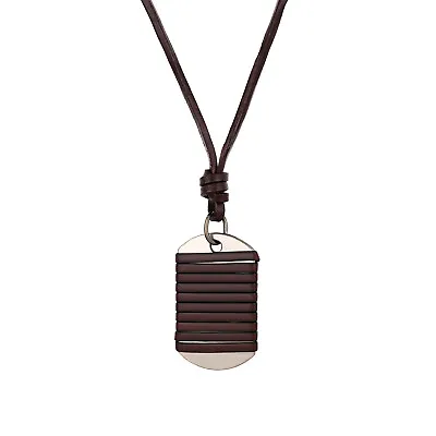 Fashion Mens Freely Adjustable Leather Rope Wrapped Dog Tag Pendants Necklaces • $9.99