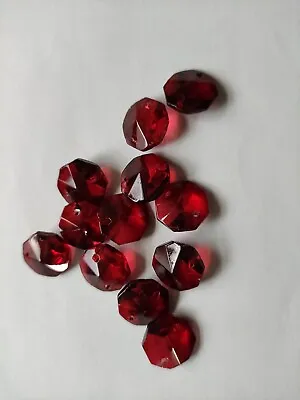 £1.50 • Buy Glass 2 Hole Octagon Beads Red