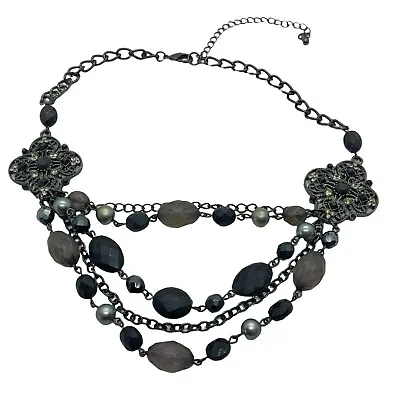 Gothic Choker Necklace Vtg 90s Womens Black Retro Funky Lobster Clasp Beaded • $27.99