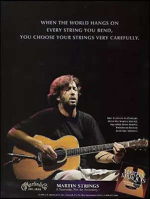 Eric Clapton Martin 000-42 Acoustic Guitar Strings Ad 1996 Advertisement Print • $4