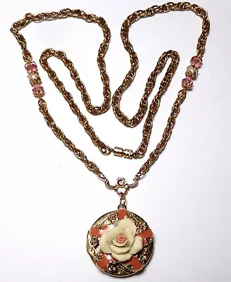 Vintage Rose Locket Necklace • $9.99