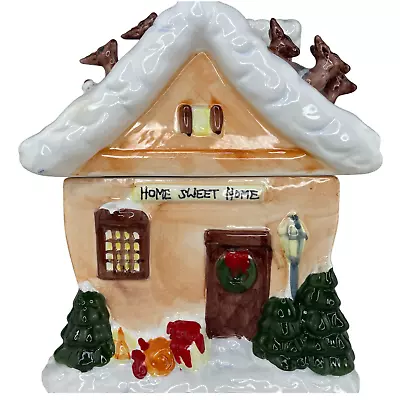 Corning Factory Ceramic Christmas Santa House Cabin Cookie Jar Canister 9 X8 X7  • $26.97