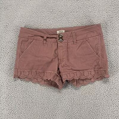 BKE Buckle Shorts Womens Size 31 Red Short Pockets Double Button Lace Trim  • £17.36