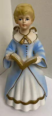 Vtg Angel Singing Music Box Player Ceramic Choir Holding Hymnal Christian 8” • $14.99