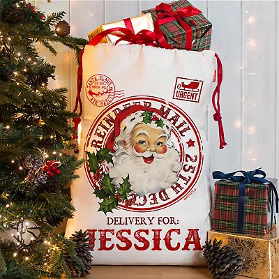 Personalised Santa Sack Father Christmas Bag Present Xmas Stocking Gift NS034 • £14.95