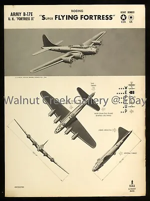 B-17 Super Flying Fortress  WW II ID Poster Art Print Approx13.8 X10.4  09118 • $7.70