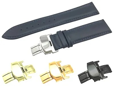 Navy Genuine Leather Flat Strap/Band Fit NAUTICA Watch Clasp 18 19 20 21 22mm • £12.90