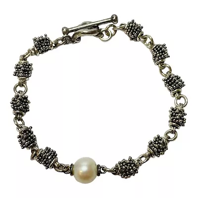 Michael Dawkins Sterling 925 Silver Starry Night Pearl Toggle Bracelet 7 In • $69