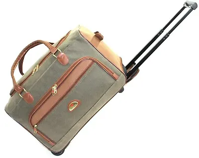 50cm Faux Leather Suede Luggage Wheeled Holdall Trolley Duffle Travel Cabin Bag • £19.99
