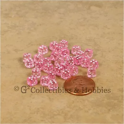 NEW 5mm Deluxe Rounded Edge 30 MINI Dice Transparent Pink RPG Game Tiny D6 Set • $8.99