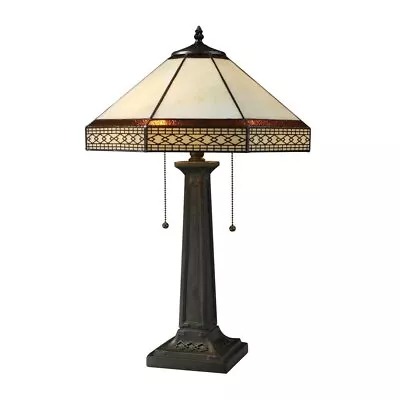 Two Light Table Lamp - Mission Style Tiffany Table Lamp - Table Lamps - • $404.21