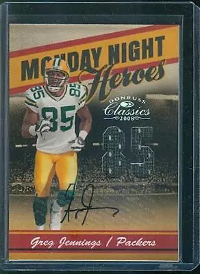 2008 Donruss Classics GREG JENNINGS Game Used Jersey/Auto #MNH-17 Packers #11/20 • $34.99