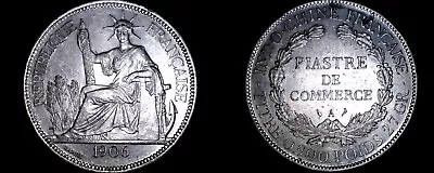 1906-A French Indo-China 1 Piastre World Silver Coin - Vietnam • $249.99