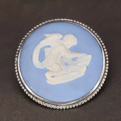 VTG Sterling Silver - ENGLAND Wedgewood Shell Angel Cameo Brooch Pin - 8g • $2.99