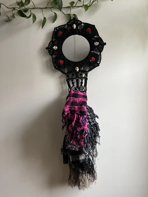 £141.64 • Buy Gothic Macrame Wall Mirror With Scarf Organizer