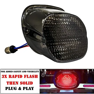 Flashing Smoke Lens Tail Brake Red Strobe LED Stop Light Harley XL FLH FX FXR • $29.99