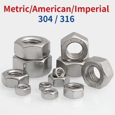 Metric / Unc / Unf / Bsw Hexagon Full Nuts  A2 / A4 Stainless Steel • $1.27