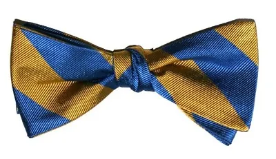 Bow Tie Men Silk BLUE GOLD Stripe SELF TIE Bowtie UCLA BRUINS • $14.99
