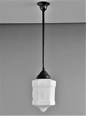 Magill-one Light Pendant-white Palace Shade-matt Black Rod-hamptons Style-hall-1 • $169