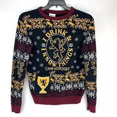 Game Of Thrones Size Med Mens Ugly Christmas Sweater I Drink And I Know Things • $18.69