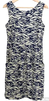 Jude Connally Sleeveless Dress Sz M Navy Blue Pockets Scoop Back Mary Pat Scuba • $34.88