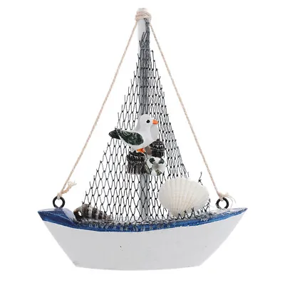 Beach Nautical Boat Tabletop Decorative Ornament Sailing Boat Model Wooden D • £7.87